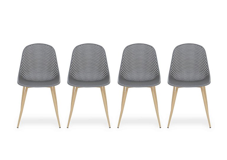 Jonah Set of 4 Trellis Plastic Dining Chairs - Dark Grey