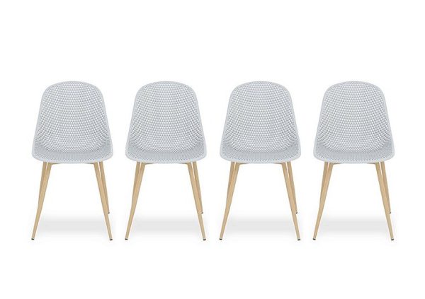 Jonah Set of 4 Trellis Plastic Dining Chairs  Light Grey | Bed Sava