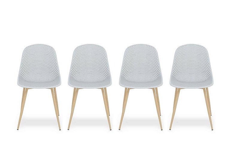 Jonah Set of 4 Trellis Plastic Dining Chairs - Light Grey