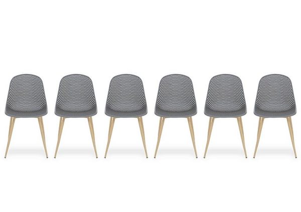 Jonah Set of 6 Trellis Plastic Dining Chairs  Dark Grey | Bed Sava