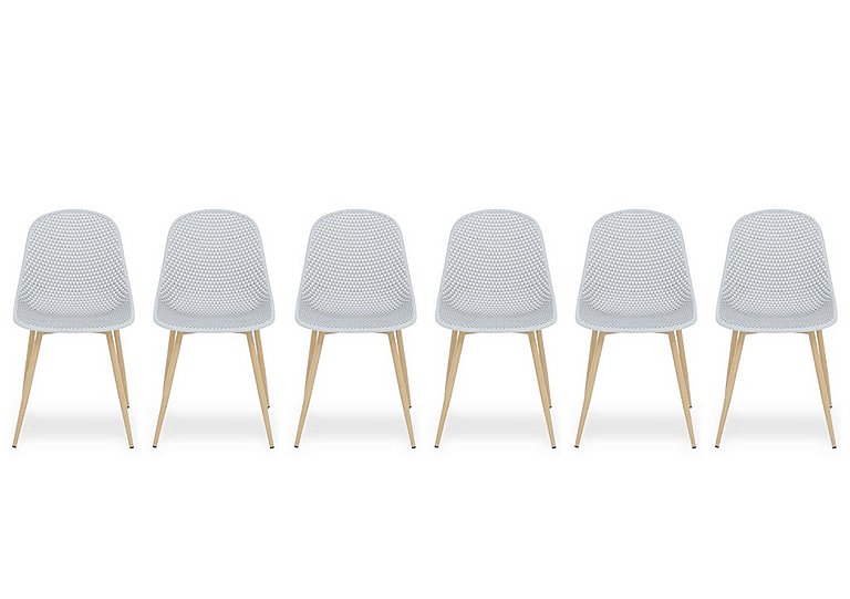 Jonah Set of 6 Trellis Plastic Dining Chairs - Light Grey