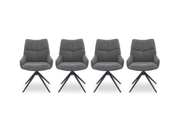 Kiara Set of 4 Fabric Swivel Dining Chairs | Bed Sava