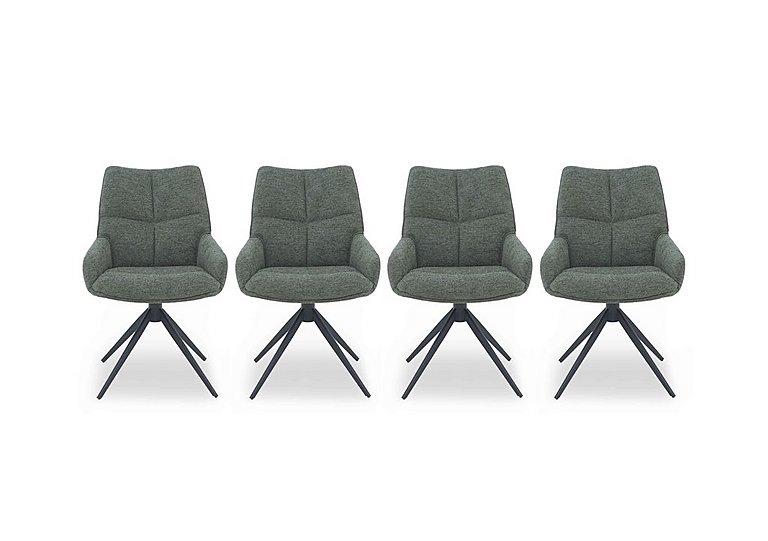 Kiara Set of 4 Fabric Swivel Dining Chairs - Forest