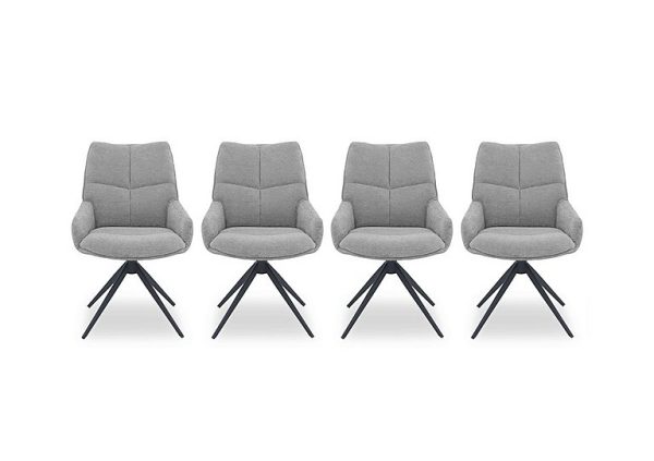 Kiara Set of 4 Fabric Swivel Dining Chairs  Taupe | Bed Sava
