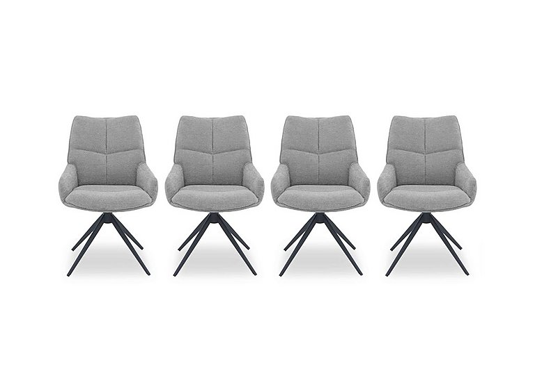 Kiara Set of 4 Fabric Swivel Dining Chairs - Taupe