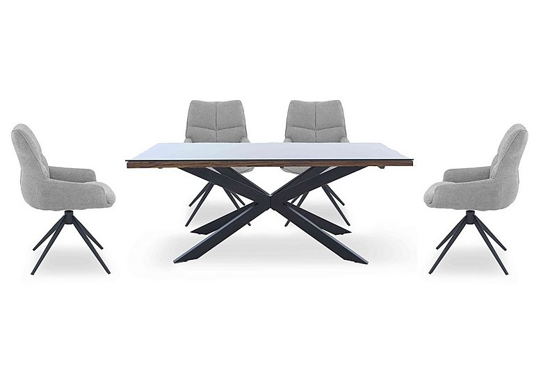 Kiara Small Rectangular Dining Table with Black Legs and 4 Swivel Fabric Chairs - Taupe