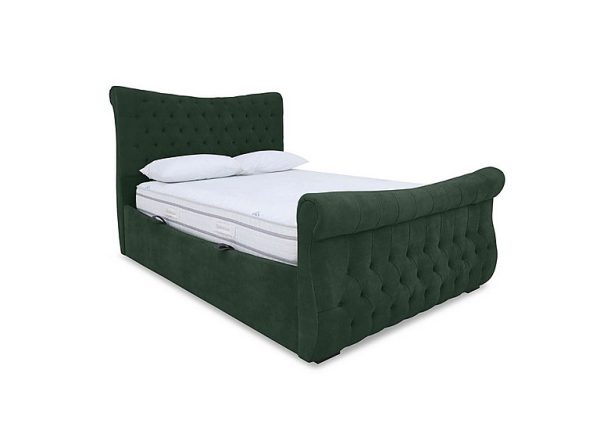 Sleep Story  Lance Left Hand Side Opening Ottoman Bed Frame  Small Double  Plush Emerald | Bed Sava