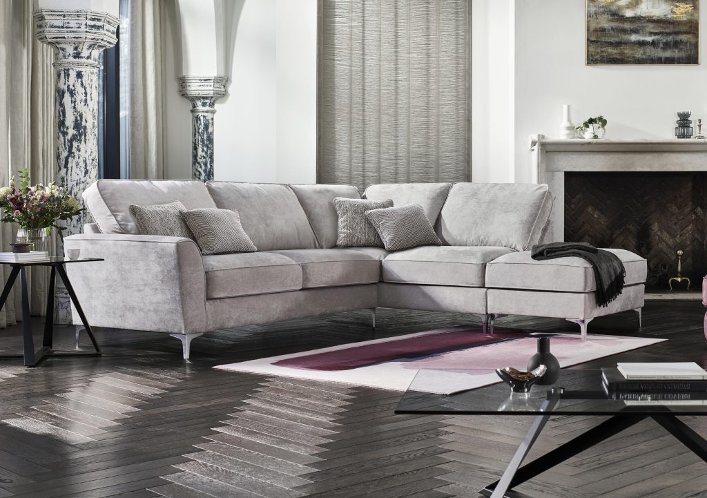 Legend Classic Back Fabric Corner Sofa with Light Feet