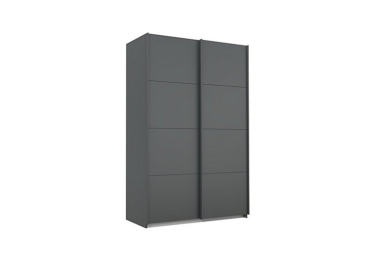 Rauch - Lima 136cm 2 Door Sliding Wardrobe with Decor Front 210cm Tall - Metallic Grey