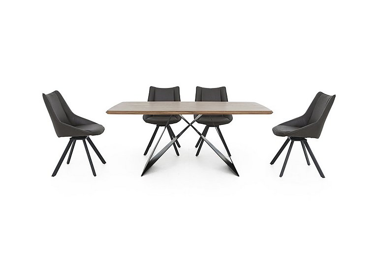 Lucio 170cm Dining Table with 4 Faux Leather Swivel Chairs - Graphite