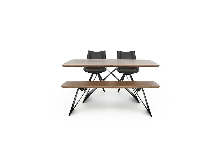 Lucio 170cm Dining Table with 150cm Bench and 2 Faux Leather Swivel Chairs - Graphite