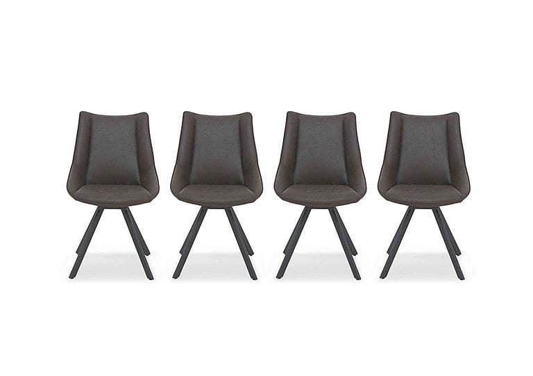 Lucio Set of 4 Faux Leather Swivel Dining Chairs - Graphite