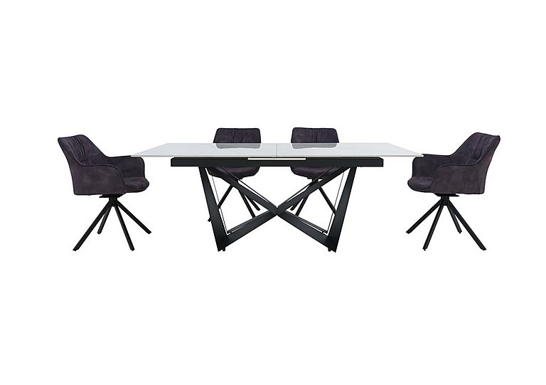 Marvel Black 200 cm Extending Dining Table and 4 Swivel Chairs - Charcoal