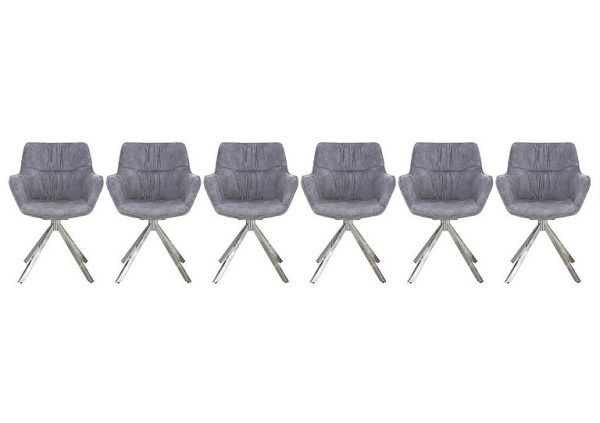 Marvel Chrome Set of 6 Swivel Dining Chairs  Silver | Bed Sava