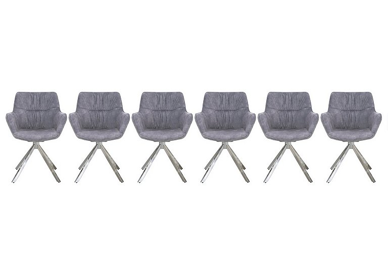 Marvel Chrome Set of 6 Swivel Dining Chairs - Silver