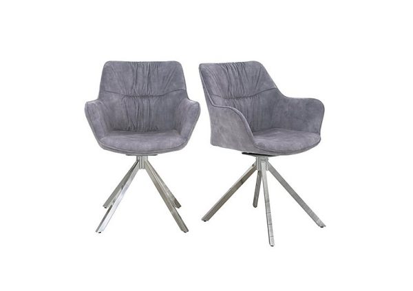 Marvel Chrome Pair of Swivel Dining Chairs  Silver | Bed Sava