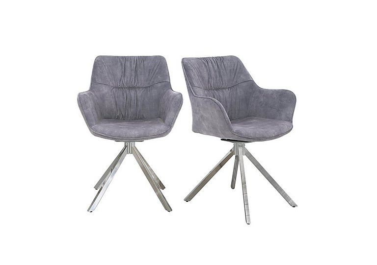 Marvel Chrome Pair of Swivel Dining Chairs - Silver
