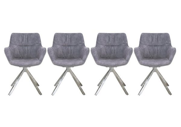Marvel Chrome Set of 4 Swivel Dining Chairs  Silver | Bed Sava