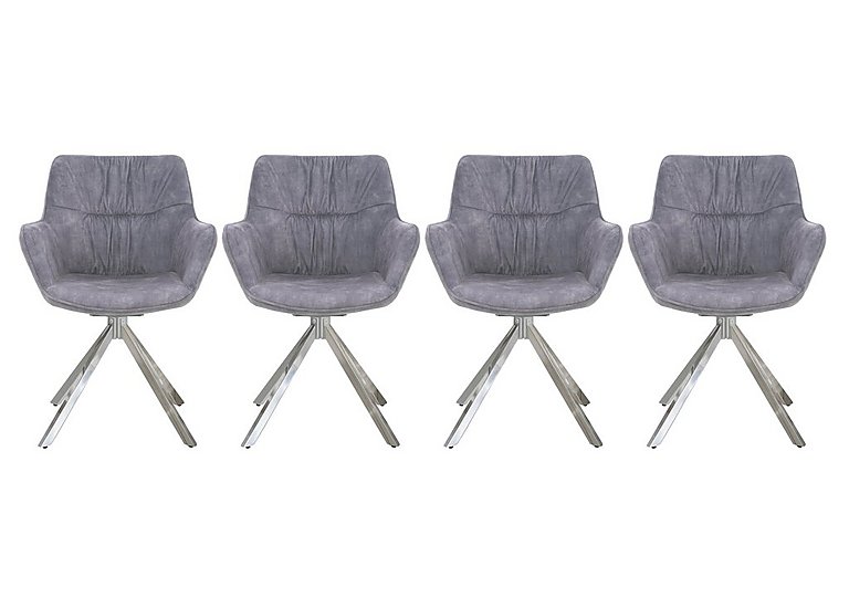 Marvel Chrome Set of 4 Swivel Dining Chairs - Silver