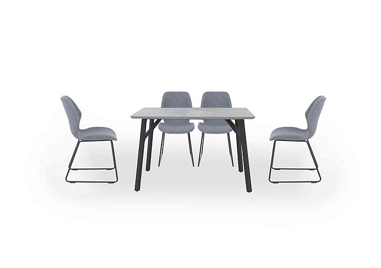 Matteo Rectangular Dining Table with 4 Faux Leather Ski Leg Chairs - Light Grey