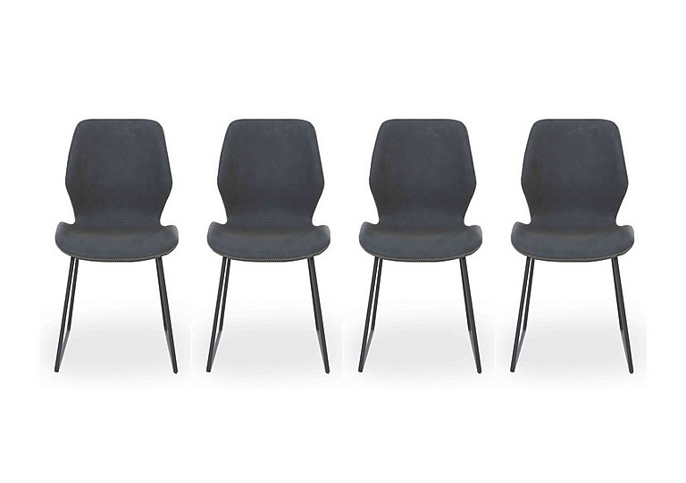 Matteo Set of 4 Faux Leather Ski Leg Dining Chairs - Dark Grey
