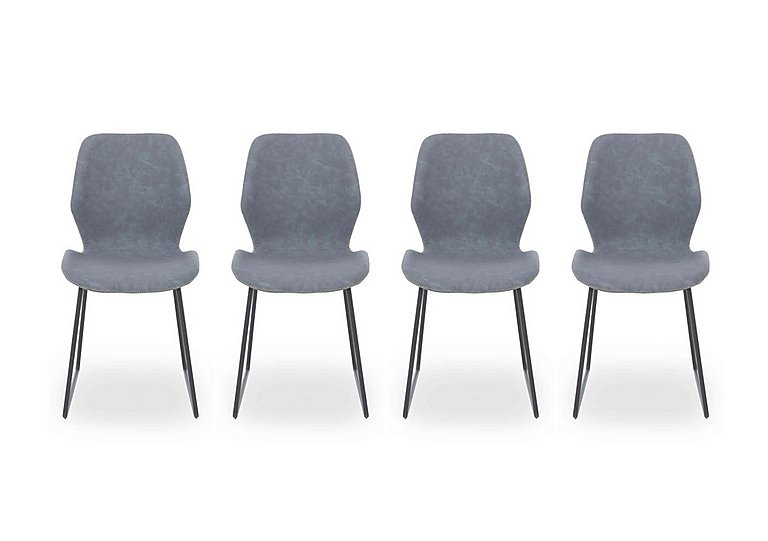 Matteo Set of 4 Faux Leather Ski Leg Dining Chairs - Light Grey