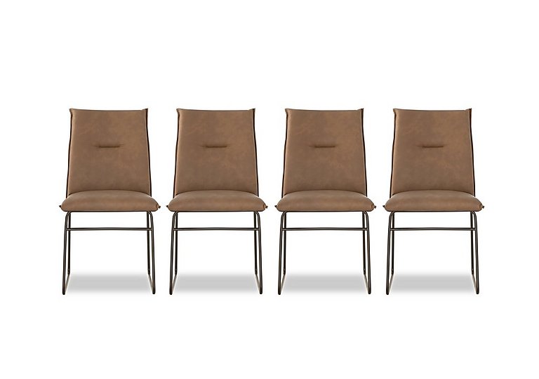 Connubia  Maya Set of 4 Lava Metal Leg Dining Chairs  Tobacco | Bed Sava