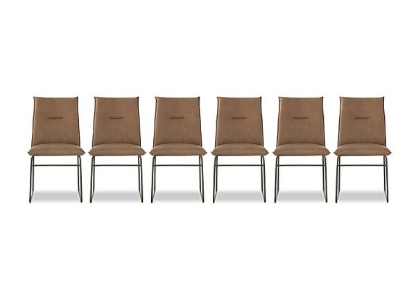 Connubia  Maya Set of 6 Lava Metal Leg Dining Chairs  Tobacco | Bed Sava
