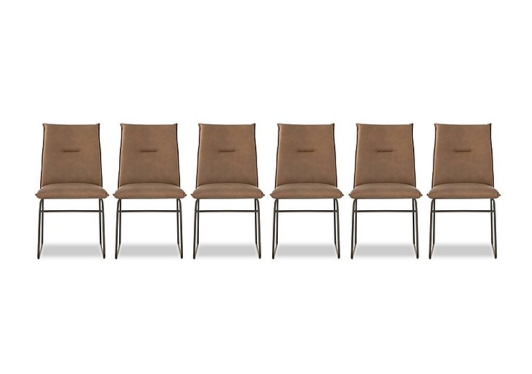 Connubia  Maya Set of 6 Lava Metal Leg Dining Chairs  Tobacco | Bed Sava