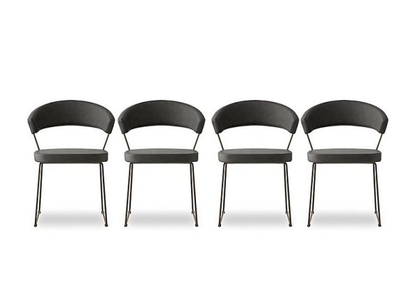 Connubia  New York Set of 4 Lava Metal Leg Dining Chairs  Lava | Bed Sava