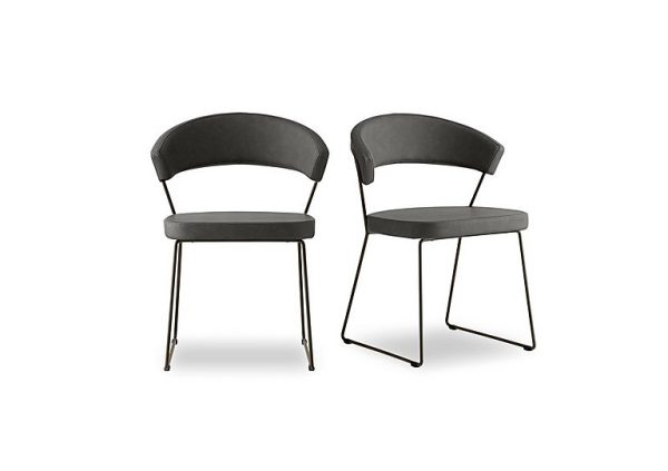Connubia  New York Pair of Lava Metal Leg Dining Chairs  Lava | Bed Sava