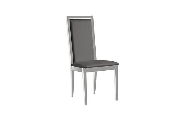 Palazzo Roma Dining Chair in Glossy White  Aquos Dark Grey | Bed Sava