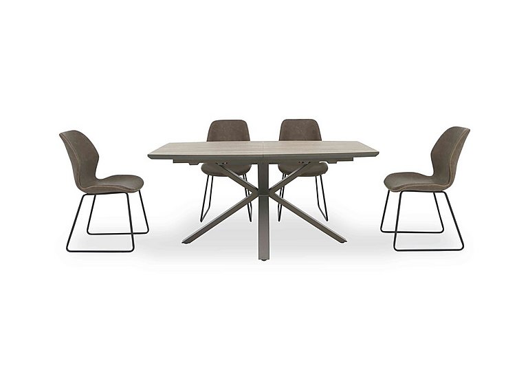 Pedro Extending Dining Table with 4 Faux Leather Ski Leg Chairs - Light Brown