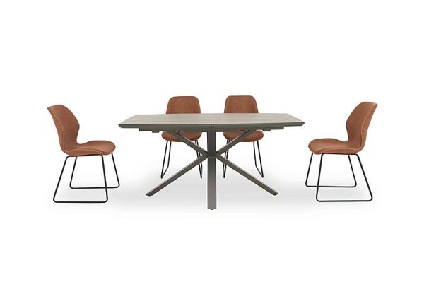 Pedro Extending Dining Table with 4 Faux Leather Ski Leg Chairs | Bed Sava