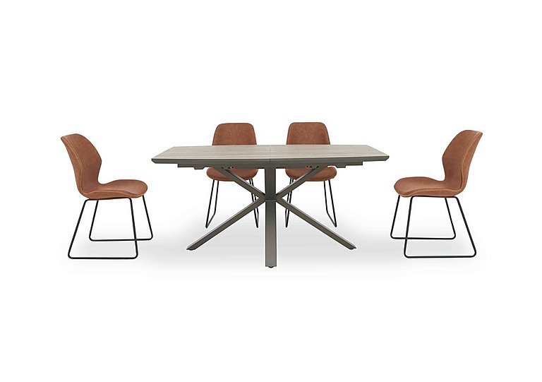 Pedro Extending Dining Table with 4 Faux Leather Ski Leg Chairs