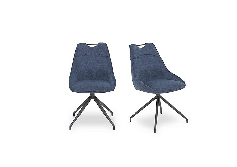 Pedro Pair of Fabric Swivel Dining Chairs - Blue