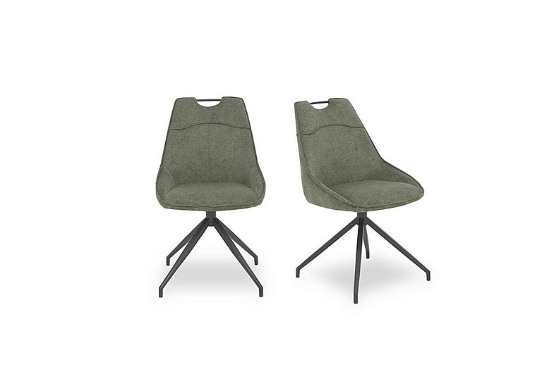 Pedro Pair of Fabric Swivel Dining Chairs - Green