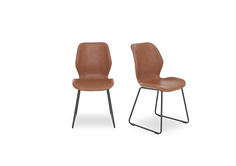 Pedro Pair of Faux Leather Ski Leg Dining Chairs