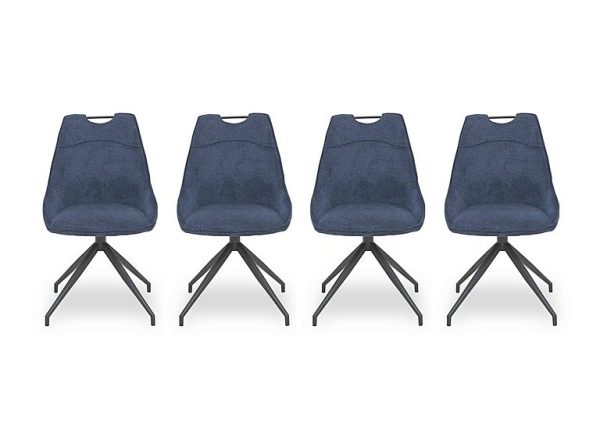 Pedro Set of 4 Fabric Swivel Dining Chairs  Blue | Bed Sava