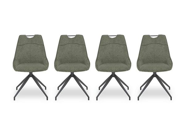 Pedro Set of 4 Fabric Swivel Dining Chairs  Green | Bed Sava