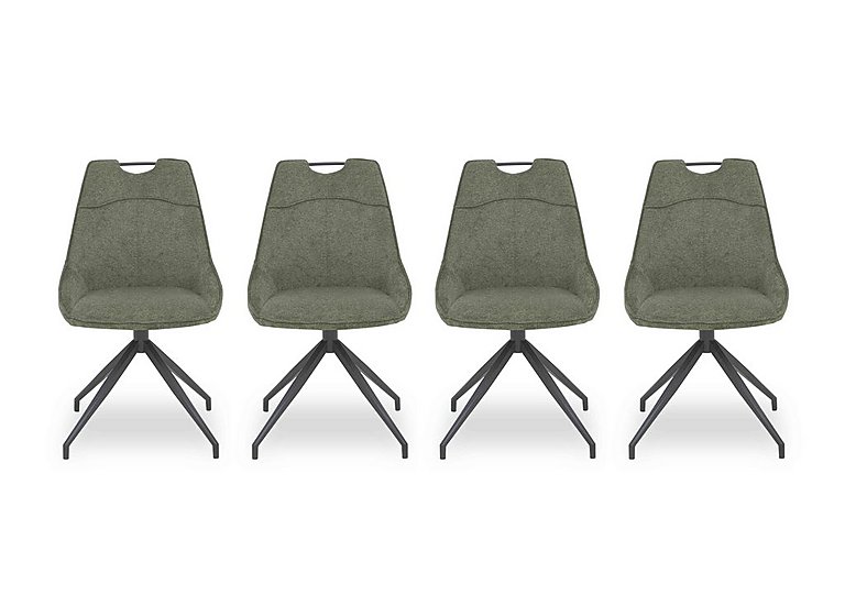 Pedro Set of 4 Fabric Swivel Dining Chairs - Green