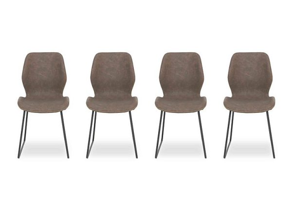 Pedro Set of 4 Faux Leather Ski Leg Dining Chairs  Light Brown | Bed Sava