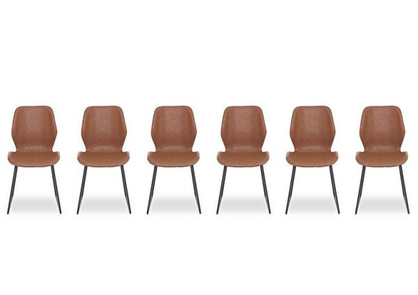 Pedro Set of 6 Faux Leather Ski Leg Dining Chairs | Bed Sava