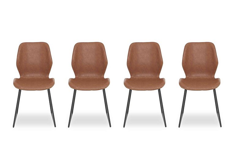Pedro Set of 4 Faux Leather Ski Leg Dining Chairs