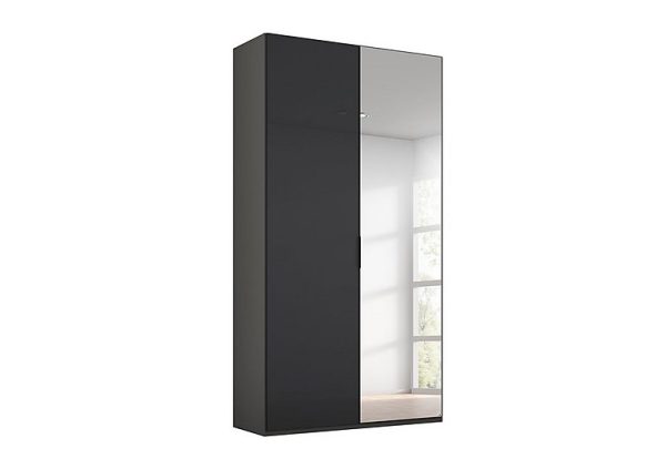 Rauch  Formes Glass 2 Door Hinged Wardrobe with 1 Mirror  GraphiteBasalt Front | Bed Sava