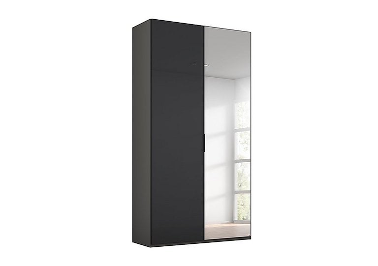 Rauch - Formes Glass 2 Door Hinged Wardrobe with 1 Mirror - Graphite/Basalt Front