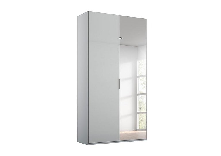 Rauch - Formes Glass 2 Door Hinged Wardrobe with 1 Mirror - Silk Grey/Silk Grey Front