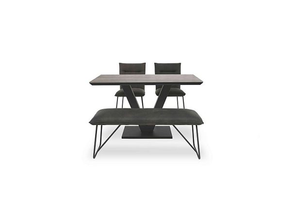 Ruben Dining Table with 2 Faux Suede Chairs and a Standard Bench  Oak | Bed Sava