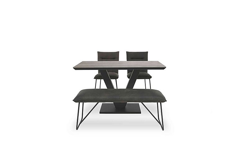 Ruben Dining Table with 2 Faux Suede Chairs and a Standard Bench - Oak