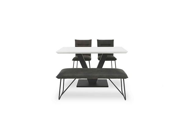 Ruben Dining Table with 2 Faux Suede Chairs and a Standard Bench | Bed Sava